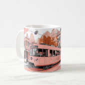 Mug A tram in a retro illustration style, reminiscent  (Devant gauche)