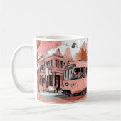Mug A tram in a retro illustration style, reminiscent  (Gauche)