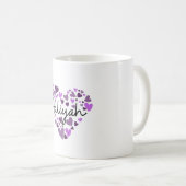 Mug Aaliyah, cœurs violets (Devant droit)
