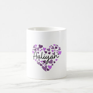 Mug Aaliyah, cœurs violets