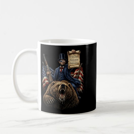 Mug Abe Lincoln chevauchant un ours avec déclaration d (Gauche)