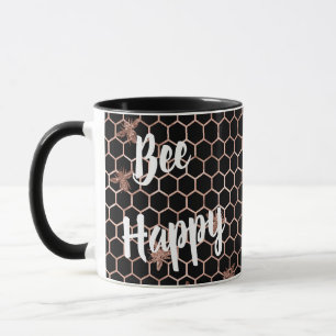 Mug Abee Happy Rose Gold et Black Honeypeb