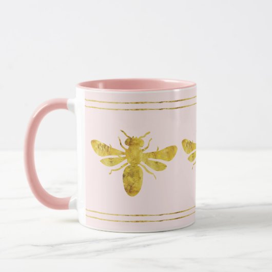 Mug Abeille à bosse rose en or (Gauche)