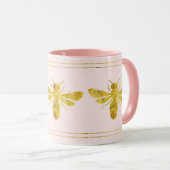 Mug Abeille à bosse rose en or (Devant droit)