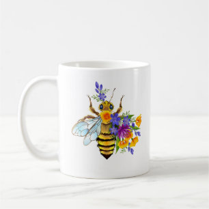 Mug Abeille à fleurs avec plantes sauvages