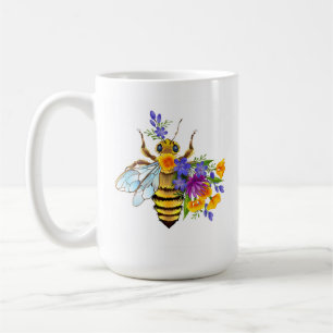 Mug Abeille à fleurs avec plantes sauvages