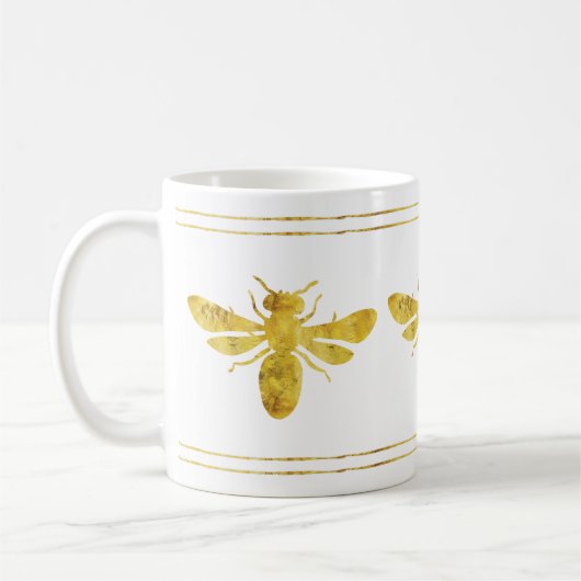 Mug Abeille Bourdon Dorée Blanche (Gauche)
