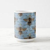 Mug Abeille de miel bleu Vintage (Centre)