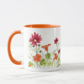 Mug Abeille de miel Nasturtiums Orange Peint Fleurs de (Gauche)
