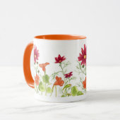 Mug Abeille de miel Nasturtiums Orange Peint Fleurs de (Devant gauche)