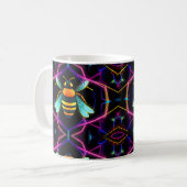 Mug Abeille de miel néon vibrante avec Hexagonal Abstr (Devant gauche)