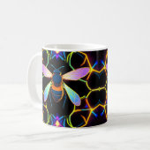 Mug Abeille de miel néon vibrante avec Hexagonal Abstr (Devant gauche)