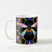 Mug Abeille de miel néon vibrante avec Hexagonal Abstr (Gauche)