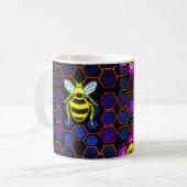 Mug Abeille de miel néon vibrante avec Hexagonal Abstr (Devant gauche)