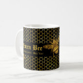 Mug Abeille d'or noir moderne Fabrique Abeille vous Re (Devant gauche)