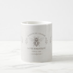 Mug Abeille en ivoire miel français pays vintage rusti
