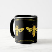 Mug Abeille Foil Gold sur Black (Devant gauche)