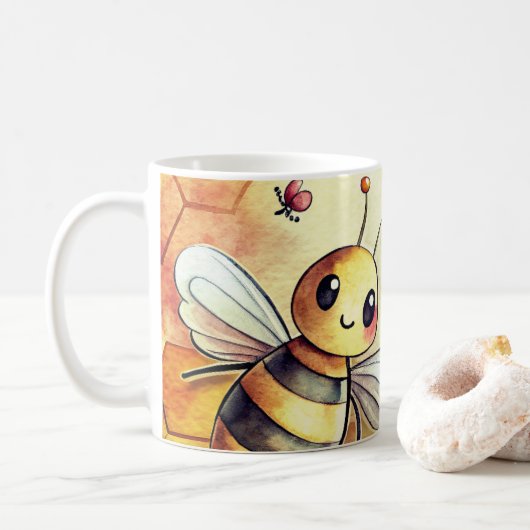 Mug Abeille Heureuse Nid d'Abeille Bourdon (Avec donut)