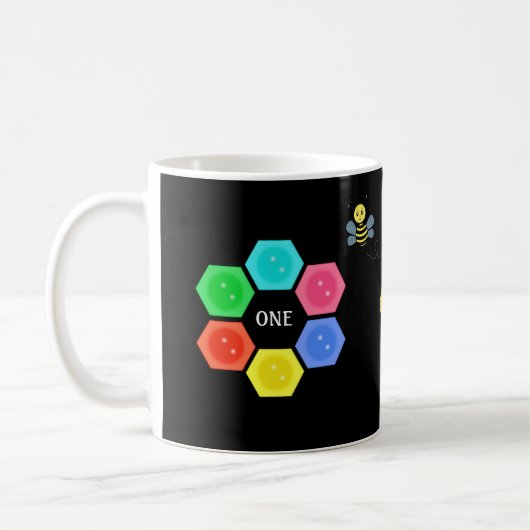 Mug Abeille mignonne et peigne à miel multicolore sur  (Gauche)