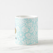 Mug Abeille mignonne ; Motif turquoise de damassé (Centre)