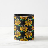 Mug Abeille sur Tournesol Fleur Motif Design Noir (Centre)