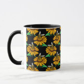 Mug Abeille sur Tournesol Fleur Motif Design Noir (Gauche)