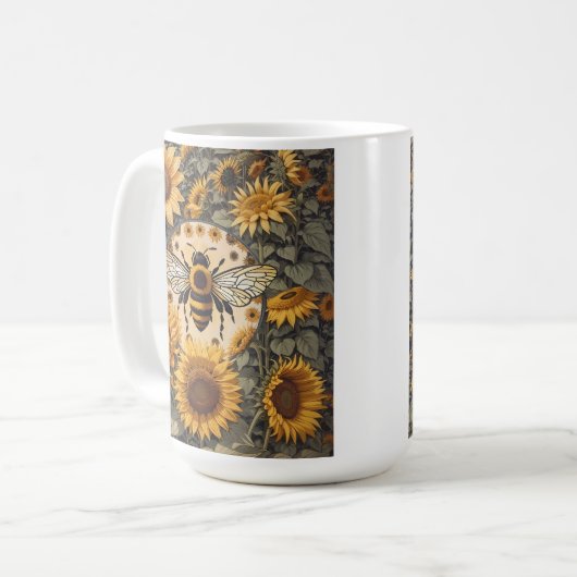Mug Abeille vintage et tournesol (Devant gauche)