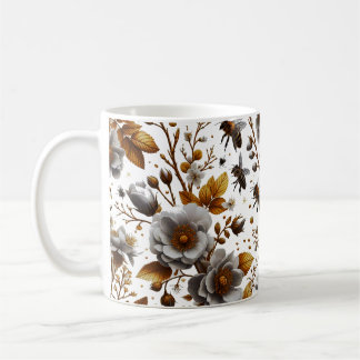Mug abeilles à miel motif de fleurs et de feuilles do