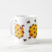 Mug Abeilles de miel avec dessin d'hexagone jaune oran (Devant gauche)