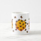Mug Abeilles de miel avec dessin d'hexagone jaune oran (Centre)