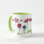 Mug Abeilles de miel Cosmos rose Aquarelle (Devant gauche)