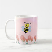 Mug Abeilles Heureuses et Tulipes Roses (Gauche)