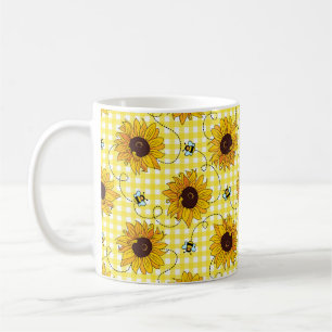 Mug Abeilles mignonnes et tournesols sur un arrière -