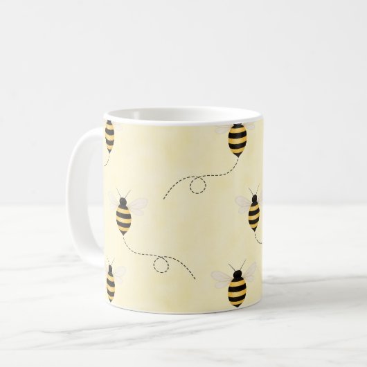 Mug Abeilles noir jaune or (Devant gauche)