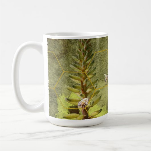Mug Abeilles sur plante de Yucca en techniques mixtes (Gauche)