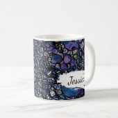 Mug Abrégé sur bleu, pourpre et noir, traçages et nom (Devant droit)
