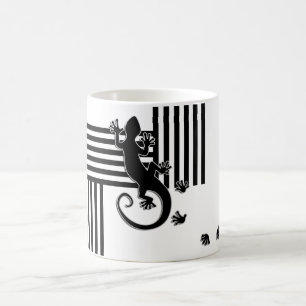 Mug Abrégé sur noir et blanc Gecko courant - rayures