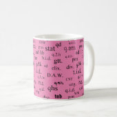 Mug Abréviations roses du pharmacien  (Devant droit)