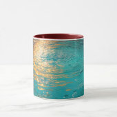 Mug Abstract Aqua Waves with Golden Sunlight (Centre)