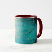 Mug Abstract Aqua Waves with Golden Sunlight (Devant droit)
