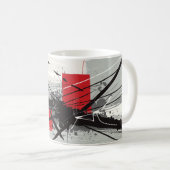 Mug Abstract Art with Red Blocks & Black Strokes (Devant droit)