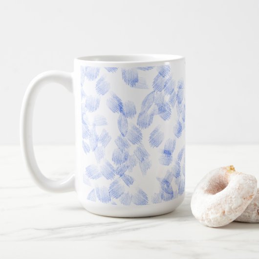 Mug Abstract Blue Paint Brush Strokes Pattern (Avec donut)