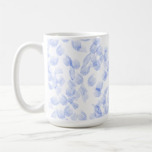 Mug Abstract Blue Paint Brush Strokes Pattern (Gauche)
