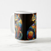 Mug Abstract Cat Coffee Mug–Colorful Geometric (Devant gauche)