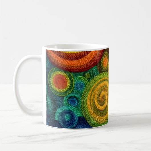 Mug Abstract concentric circles in vibrant multicolor  (Gauche)