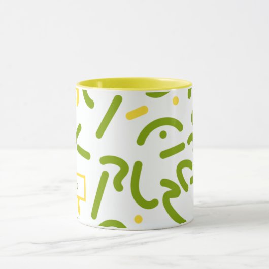 Mug Abstract Green Yellow Lines  (Centre)
