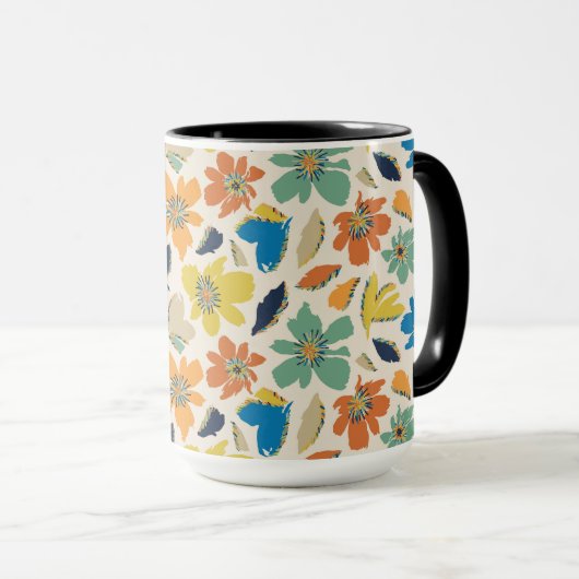 Mug Abstract Hand-Drawn Boho Floral Pattern (Devant droit)