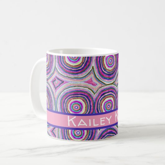 Mug Abstract Modern Personalized Pink Purple Circles (Devant gauche)