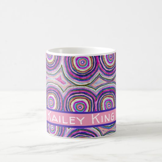 Mug Abstract Modern Personalized Pink Purple Circles (Centre)