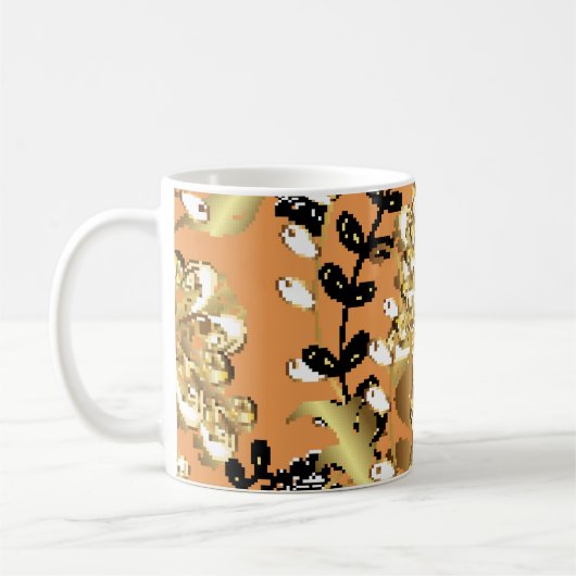 Mug abstract pattern on orange yellow background with (Gauche)